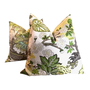 Chiang Mai Dragon in Citrus Linen Pillows - a Pair