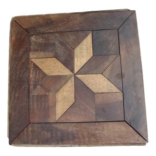 19th Century Star-Patterned Wood Parquet Tiles, Set of 70 For Sale