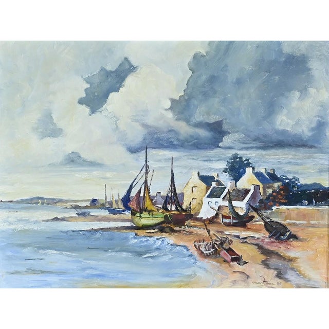 Modern Marijane Le Goaster, Breton Coast, 1985, Gouache & Ink For Sale - Image 3 of 18