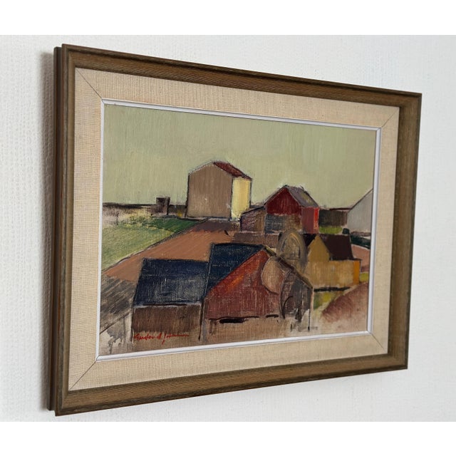 Gustav‑Adolf Johansson, Rural Landscape with Barns, 1950, Oil on Canvas, Framed For Sale - Image 13 of 15