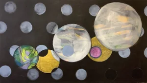 "Elsewhere" Contemporary Mixed-Media Abstract Painting by Peter Rossiter