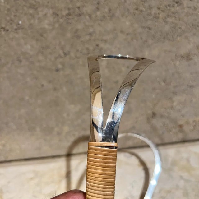 For your consideration, a mid-century modern sculptural modern silver plate wine holder caddy by Eisenberg Lozano. Silver...