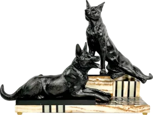Louis Albert Carvin, Art Deco German Shepherds, 1920s, Zinc & Lead Alloy