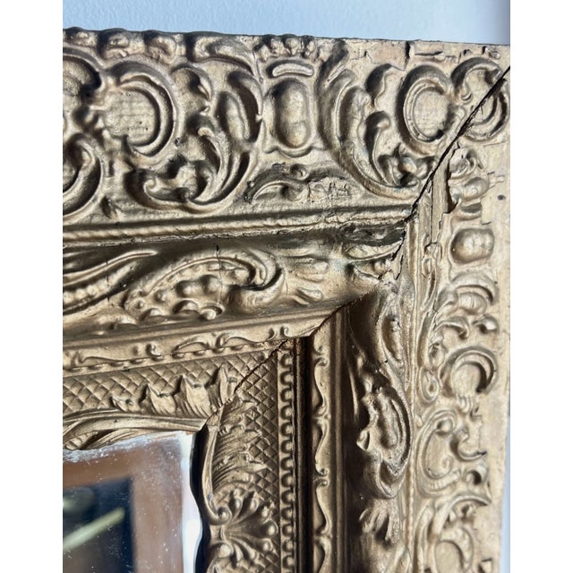Antique Gold Gilt Gesso Wood Framed Mirror For Sale In Lexington, KY - Image 6 of 7