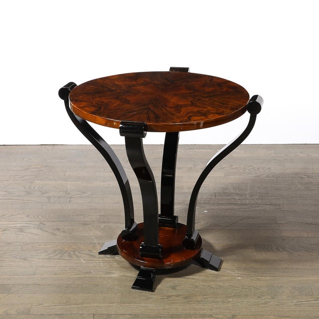 Art Deco Machine Age Occasional Table in Book-Matched & Burled Walnut For Sale - Image 11 of 14