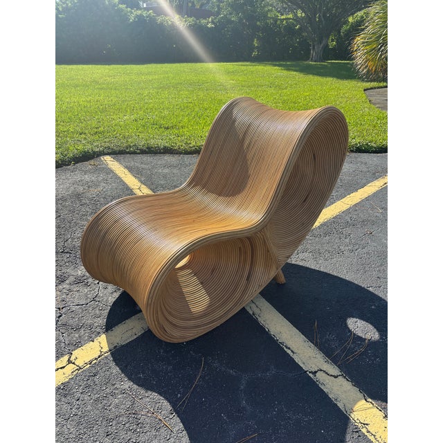 Vintage Sculptural Rattan Ribbon Lounge Chair - Organic Modern For Sale - Image 9 of 9