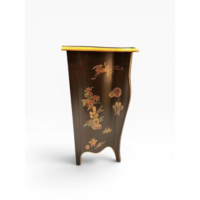 Vintage Drexel Et Cetera Chinoiserie Black Lacquer Serpentine Chest of Drawers For Sale In Boston - Image 6 of 11