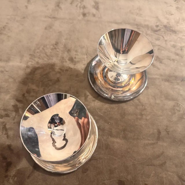 Set of Two 1980s Modern Minimalist Silver Plated Cups by Lino Sabattini For Sale - Image 10 of 15