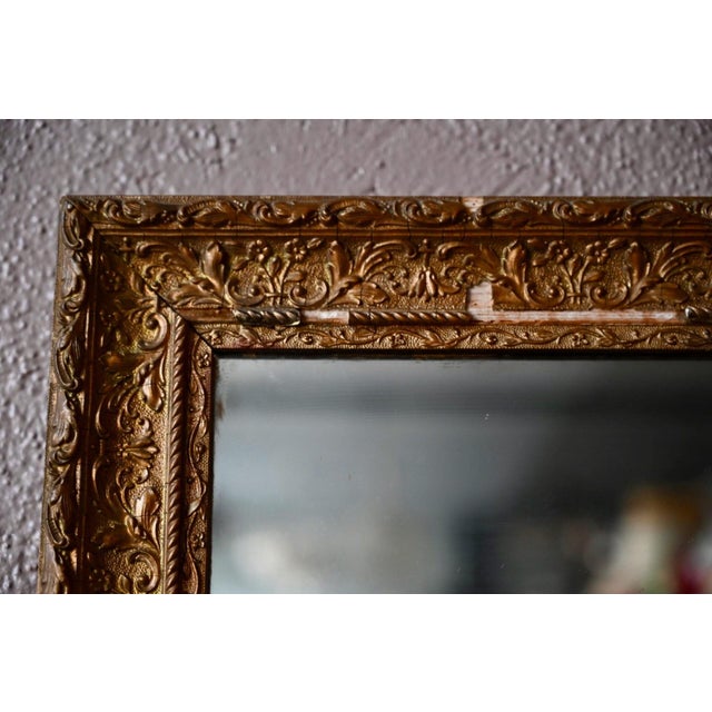 Antique Bohemian Baroque Style Gold Leaf-Gilded Patinated Mirror with Stucco, 1900 For Sale - Image 6 of 7