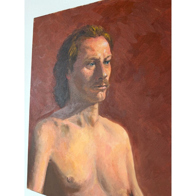 1970s 1970s Vintage Figurative Male Portrait Oil on Canvas Painting – Signed For Sale - Image 5 of 12