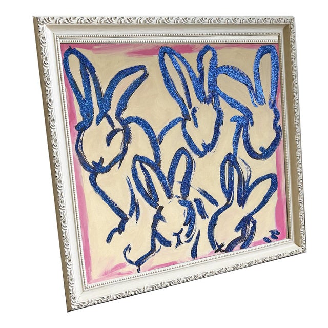 Chinoiserie Bunny Hop Original Painting by Tatiana Duperault | Abstract Bunny Art | Chinoiserie Style Wall Art | Framed Oil Painting For Sale - Image 3 of 5