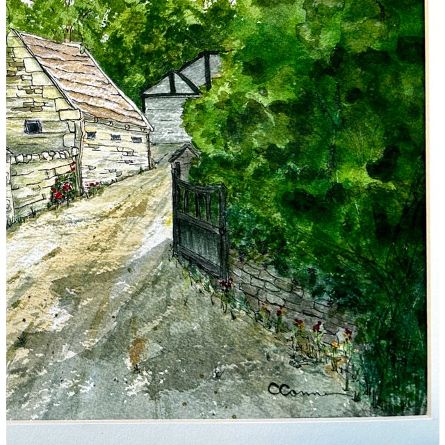 English Giclee Print Watercolor Painting of “England Cottage Lych Gate” For Sale - Image 3 of 5