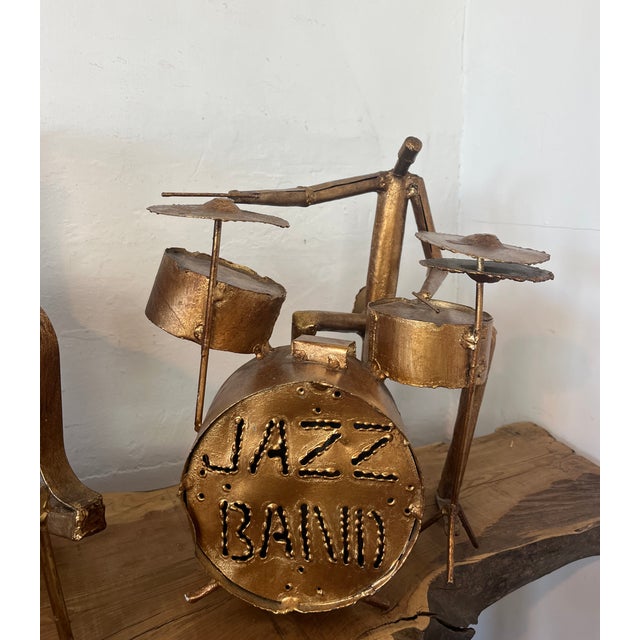 Large Handcrafted Metal Folk Art Sculptures of a Jazz Band, 1960s, Set of 6 For Sale - Image 17 of 18