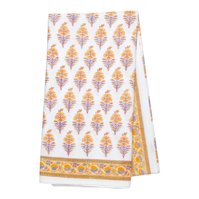 Juhi Flower Tablecloth, 8-seat table - Yellow For Sale