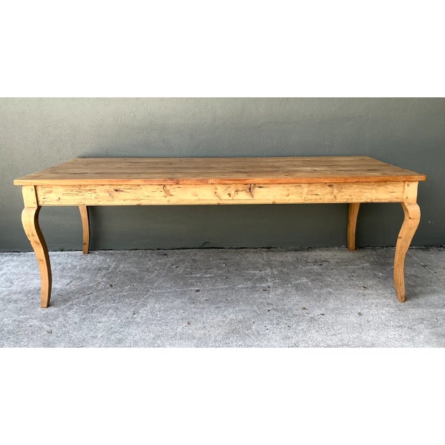 Built with grand proportions and authentic rustic character, this vintage farm table features a wide plank solid pine top...