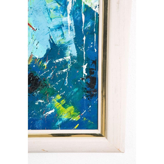 1960s Mid Century Modern Oil Painting Abstract Expressionism For Sale - Image 9 of 12
