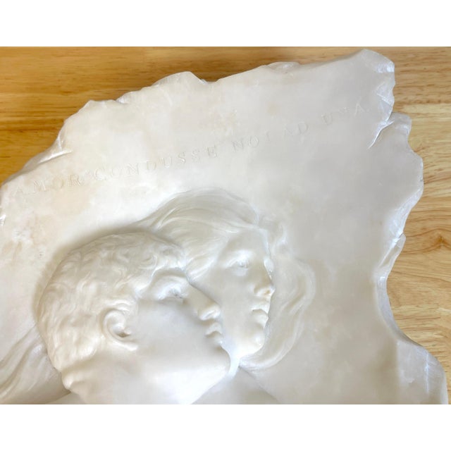 Traditional 19th C. Italian Marble Relief of Romeo & Juliet, Signed E. Fiaschi, with Base For Sale - Image 3 of 18