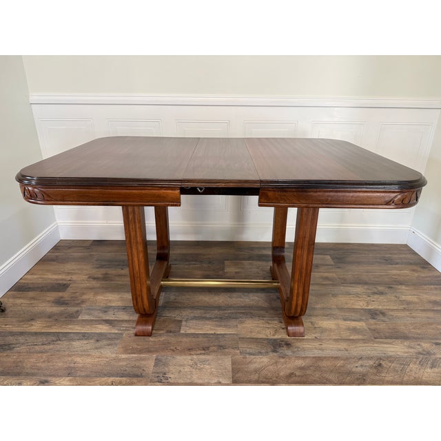French Art Deco Solid Walnut Dining Table, Circa 1930's For Sale - Image 4 of 17