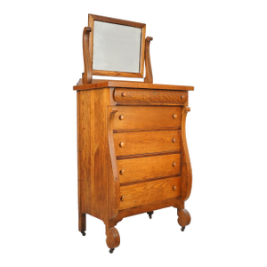 Antique American Empire Oak Bedroom Dresser