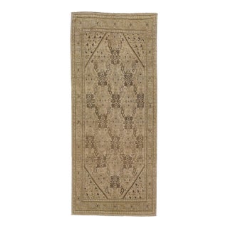 Beige Antique Karabagh Gallery Wool Rug With Floral Design For Sale