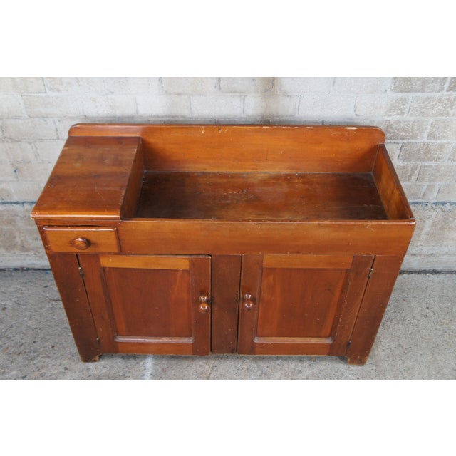 Antique Primitive Early American Pine Country Farmhouse Dry Sink Washstand Cabinet For Sale - Image 6 of 12
