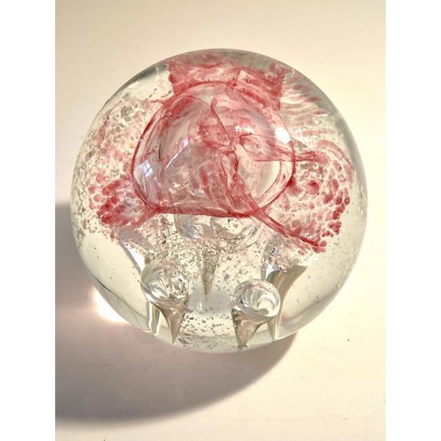 Murano Style Art Glass Paperweight with Red For Sale - Image 10 of 10