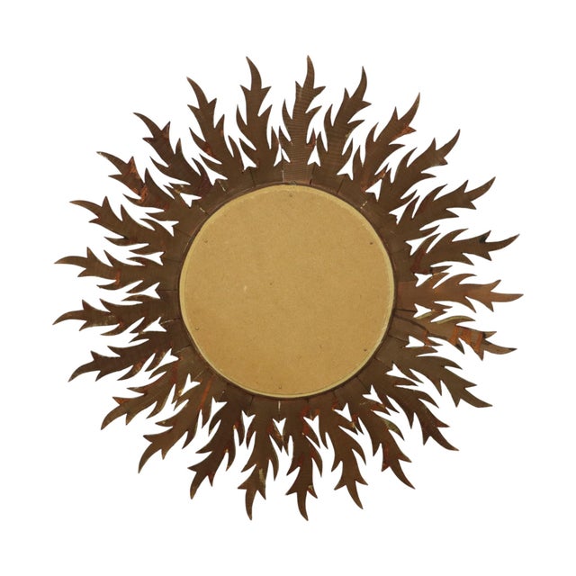 Large Gold Leaf Gilt Wood Sunburst Mirror, 1950s For Sale - Image 15 of 18