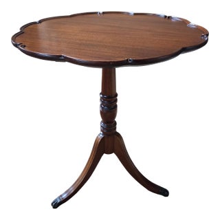 Vintage Pie Crust Tilt Top Table With Turned Tripod Base Brass Claw Feet For Sale
