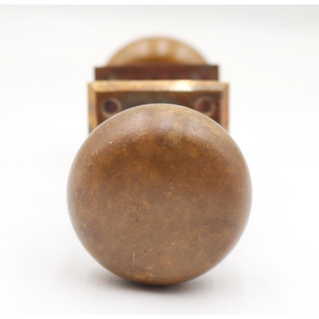 Vintage 2.125 In. Brass Passage Door Knob Set For Sale - Image 4 of 6