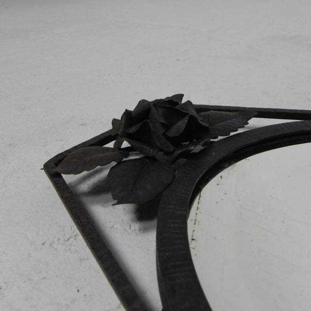 Metal Art Deco Mirror with Faceted Glass, 1930s For Sale - Image 7 of 12