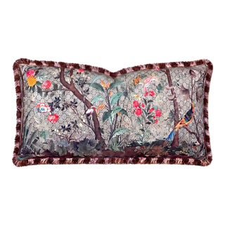 Gucci Gg Logo Tree of Life Tian Chinoiserie Vintage Silk Scarf Pillow For Sale