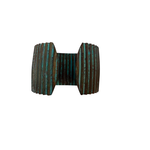 Vintage Copper and Teal Ribbed Cuff For Sale - Image 4 of 7