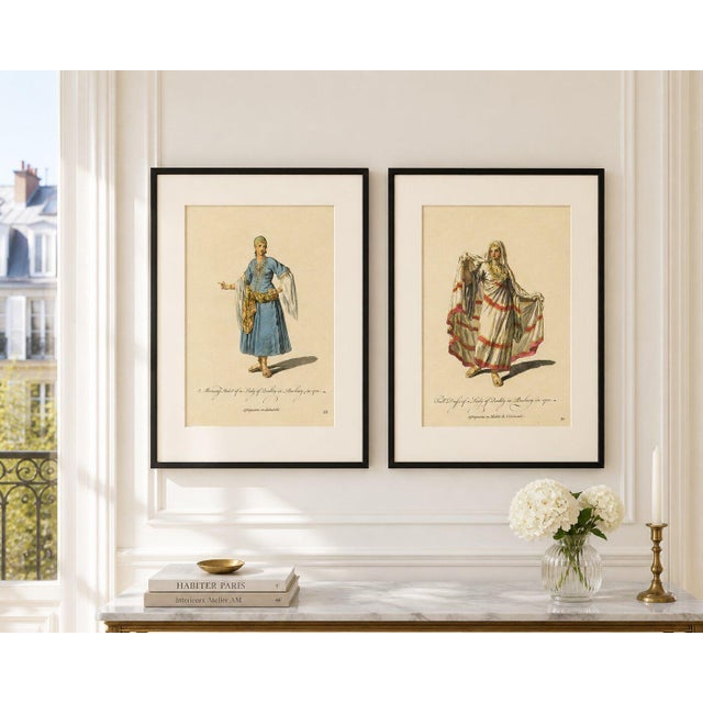 European School Artist, Barbary Ladies in Morning and Ceremonial Dress, 1749, Engravings, Set of 2 For Sale - Image 4 of 9