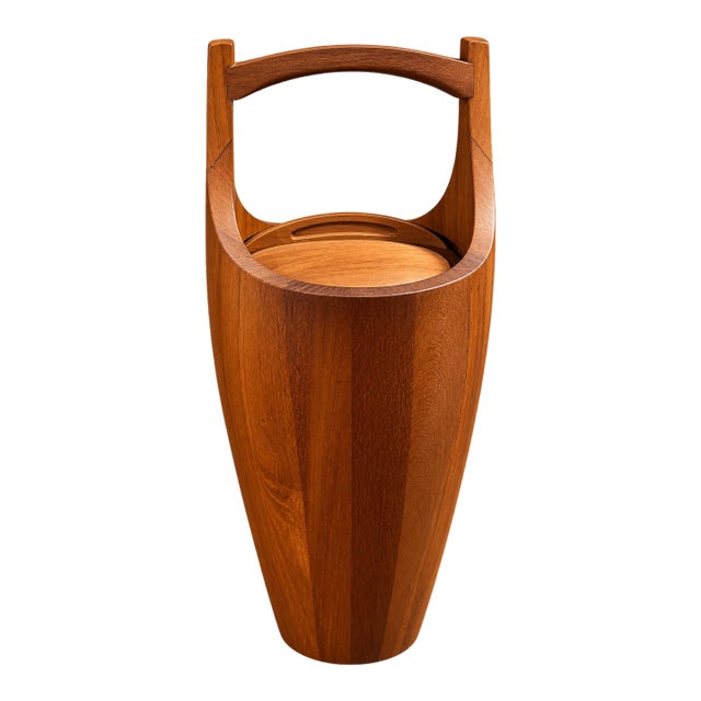 1950s Mid Century Modern Dansk Designs Jens Quistgaard Teak Ice Bucket For Sale