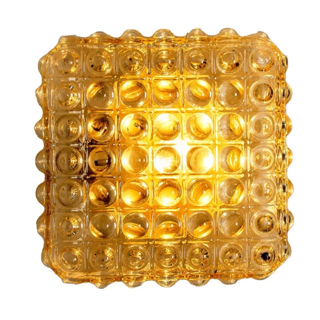 Square Shaped Bubble Glass Wall Lights by Glashütte for Limburg, 1970s, Set of 2 For Sale - Image 9 of 11
