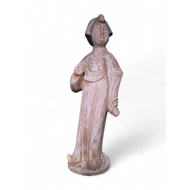 Ceramic Chinese Terracotta Court Lady Figurine, 1950s For Sale - Image 7 of 10