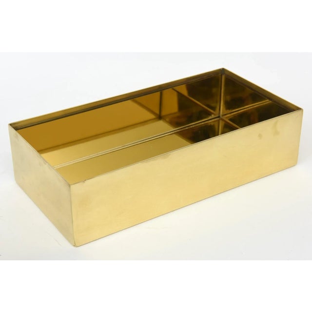 Vintage Rare Casa Bella Monumental Brass, Mirrored and Thick Lucite Two Part Box Italy For Sale - Image 10 of 12