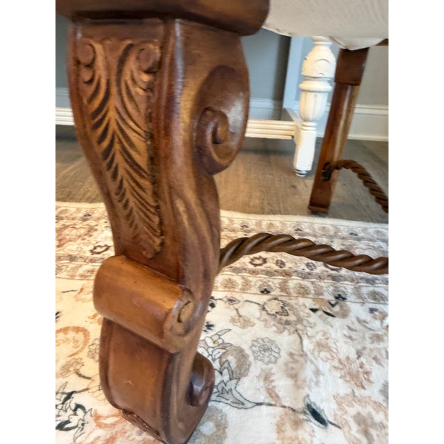 Impressive set of six substantial, oversized dining chairs featuring beautifully detailed barley twist legs and lower...