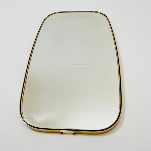 Mid-Century German Asymmetric Brass Wall Mirror, 1960s For Sale - Image 3 of 11