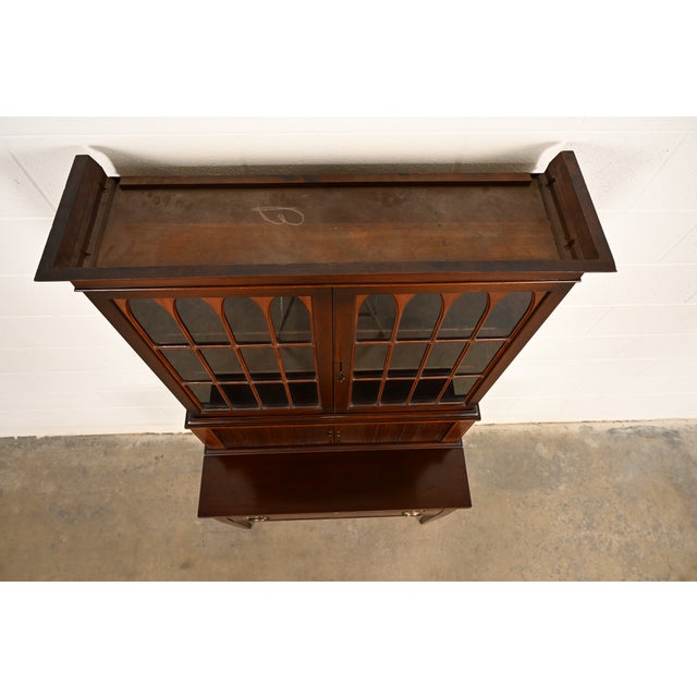 Baker Furniture Style Hepplewhite Mahogany Secretary Desk With Bookcase Hutch, Circa 1920s For Sale - Image 12 of 16