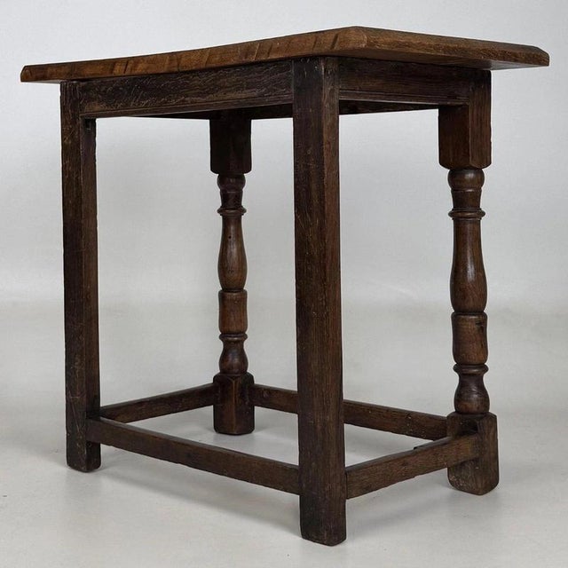 Brown 19th Century Antique English Georgian Style Oak Side Table For Sale - Image 8 of 11