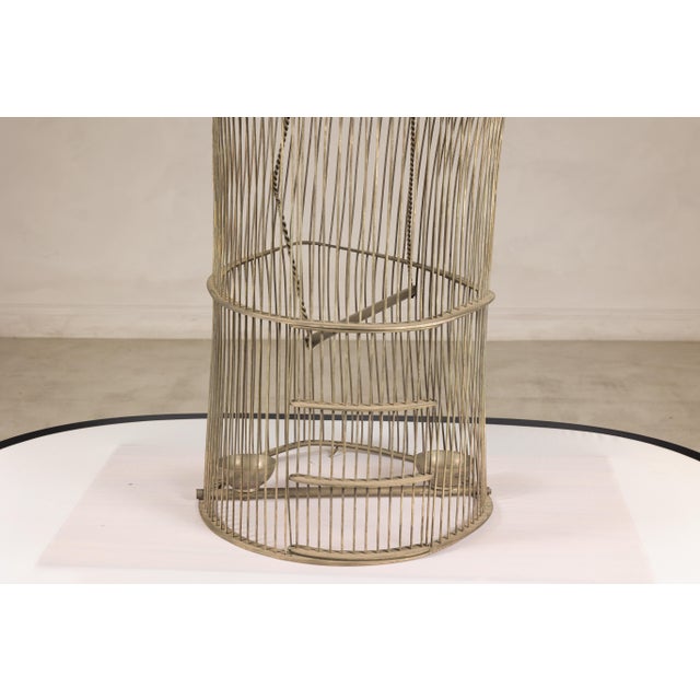 Antique Indian Brass Bird Cage with Domed Top and Original Perches For Sale - Image 10 of 14