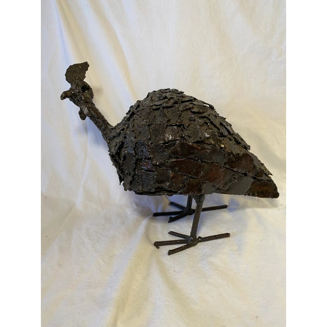 Metal Reclaimed Metal Handmade Guinea Fowl For Sale - Image 7 of 8