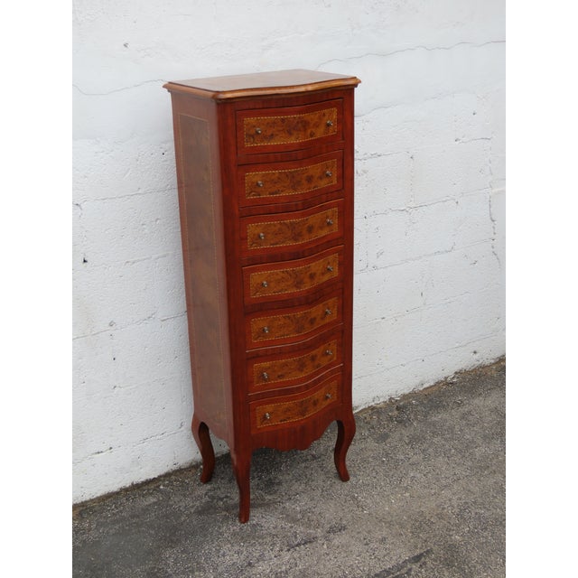 French Inlay Tall Narrow Lingerie Jewelry Chests a Pair 6317 For Sale - Image 13 of 18