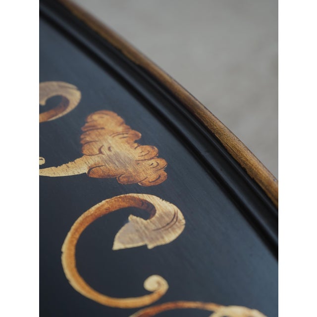 Black Regency Style Black & Gold Painted Iron Base Tray Table For Sale - Image 8 of 14