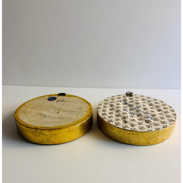 Wood Vintage Italian Framed Portraits - Set of 2 For Sale - Image 7 of 8