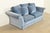 Baker Furniture Company Baker Furniture Blue Velvet Upholstered Roll Arm Sofa For Sale - Image 4 of 13