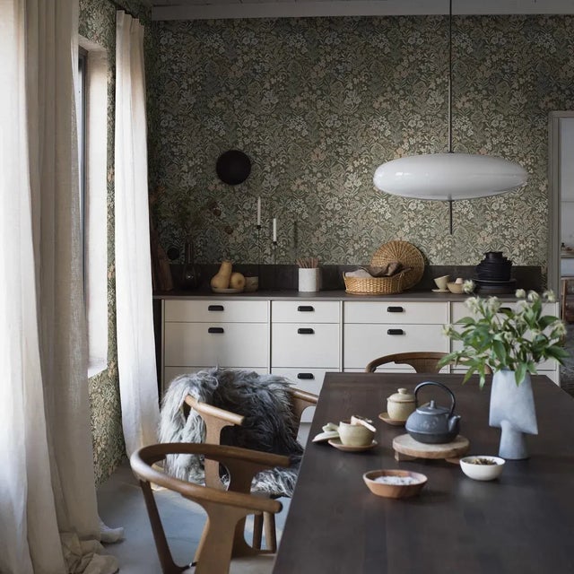 Mid-Century Modern Sample - Boråstapeter Äng Wallpaper in Spruce For Sale - Image 3 of 5