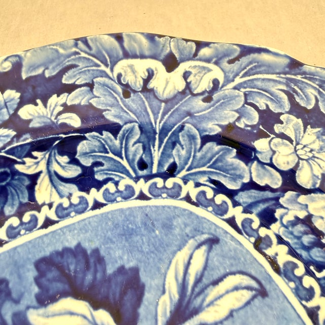 Stubbs & Kent Georgian Cobalt Transferware ‘ Fruits and Flowers’ Platter, Circa 1830 For Sale - Image 9 of 16