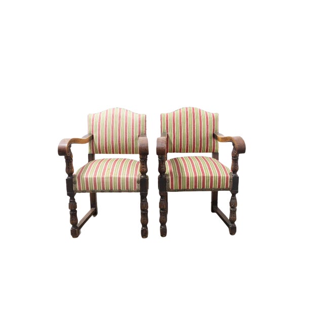 Set of Mid-Century Chestnut Armchairs, Spain For Sale